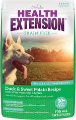 Health Extension Grain Free Duck & Sweet Potato Dry Dog Food (23.5 lb / 10.66 kg) - Lean Protein Formula with Turmeric & Antioxidants for Healthy Skin & Digestion