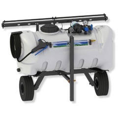 MM 25 Gallon Deluxe Lawn Trailer Broadcast Sprayer, 2.2GPM White