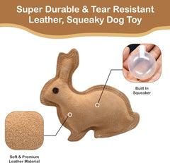 SPOT Dura-Fused Leather - Durable Dog Toy with Squeaker, Real Leather & Jute Fabric, Interactive Toy for Moderate & Aggressive Chewers, Small and Medium Dogs and Puppies