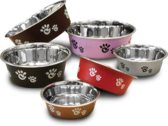 Ethical Pet Barcelona Matte and Stainless Steel Pet Dish, 32-Ounce, Raspberry