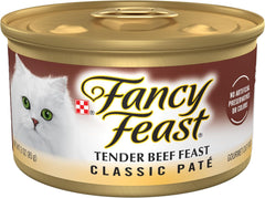 Purina Fancy Feast Tender Beef Feast Classic Grain Free Wet Cat Food Pate - (Pack of 24) 3 oz. Cans