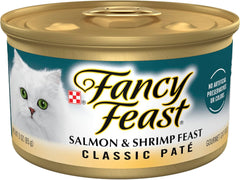 Purina Fancy Feast Salmon and Shrimp Feast Classic Grain Free Wet Cat Food Pate - (Pack of 24) 3 oz. Cans