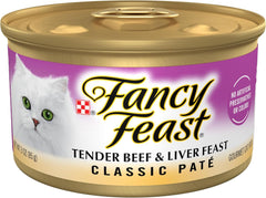 Purina Fancy Feast Tender Beef and Liver Feast Classic Grain Free Wet Cat Food Pate - (Pack of 24) 3 oz. Cans