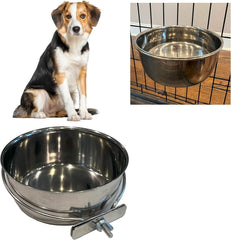 SPOT Coop Cup Bolt Clamp - Stainless Steel Hanging Bowl for Pet Crates, Easy Install, Chew-Proof, Removable Water/Kibble Bowl for Medium Dogs, Cats, Large Birds, Reptiles - 3.75 Cups (30 Oz)