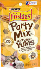 Purina Friskies Natural Cat Treats, Party Mix Natural Yums With Real Salmon and Vitamins, Minerals & Nutrients - (Pack of 10) 2.1 Oz. Pouches