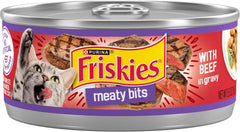 Purina Friskies Wet Cat Food, Meaty Bits Chicken Dinner in Gravy - (Pack of 24) 5.5 oz. Cans
