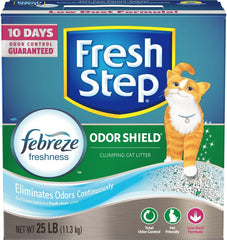 Fresh Step Odor Shield Clumping Litter With Febreze Freshness, Continuous Cat Litter Odor Eliminator, 25 lb. Box