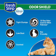 Fresh Step Odor Shield Clumping Litter With Febreze Freshness, Continuous Cat Litter Odor Eliminator, 25 lb. Box