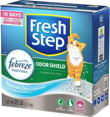 Fresh Step Odor Shield Clumping Litter With Febreze Freshness, Continuous Cat Litter Odor Eliminator, 25 lb. Box