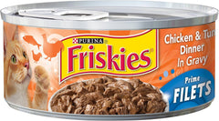 Friskies Prime Filets Chicken & Tuna In Gravy Canned Cat Food 24 - 5.5oz Cans