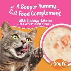Purina Friskies Grain Free Lickable Cat Food Toppers Lil’ Soups With Sockeye Salmon in Chicken Broth - (Pack of 8) 1.2 oz. Cups