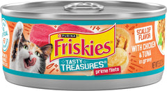 Purina Friskies Wet Cat Food Tasty Treasures With Chicken and Tuna in Gravy (Scallop Flavor) - (Pack of 24) 5.5 oz. Cans