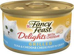 Purina Fancy Feast Delights With Cheddar Grilled Tuna and Cheddar Cheese Feast in Wet Cat Food Gravy Cat Food - (Pack of 24) 3 oz. Cans