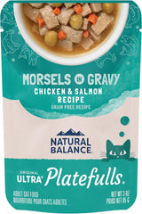 Natural Balance Original Ultra Platefulls Adult Grain-Free Wet Cat Food, Chicken & Salmon Recipe, 3 Ounce Pouch (Pack of 4)
