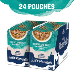 Natural Balance Original Ultra Platefulls Adult Grain-Free Wet Cat Food, Chicken & Salmon Recipe, 3 Ounce Pouch (Pack of 4)