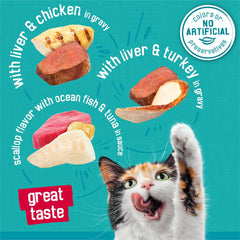 Purina Friskies Gravy Wet Cat Food Variety Pack, Tasty Treasures Prime Filets - (12) 5.5 oz. Cans