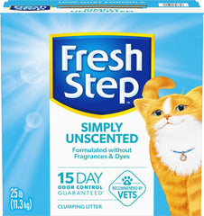 Fresh Step Simply Unscented Clumping Litter, Fresh Step Unscented Cat Litter with Activated Charcoal Technology, 25 lb. Box