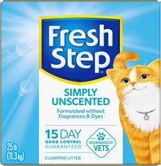 Fresh Step Simply Unscented Clumping Litter, Fresh Step Unscented Cat Litter with Activated Charcoal Technology, 25 lb. Box