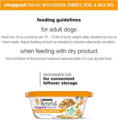 Beneful Wet Dog Food, Chopped Blends, With Chicken Carrots Peas & Wild Rice 10-Ounce Tub, Pack Of 8