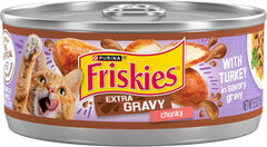 Purina Friskies Extra Gravy Wet Cat Food Chunky With Turkey in Savory Gravy - (Pack of 24) 5.5 oz. Cans