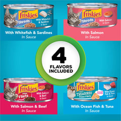 Purina Friskies Wet Cat Food Variety Pack Fish-A-Licious Extra Gravy, Prime Filets and Tasty Treasures - (Pack of 32) 5.5 oz. Cans