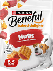 Purina Beneful Made in USA Facilities Dog Treats, Baked Delights Hugs With Real Beef & Cheese - 8.5 Ounce (Pack of 4)