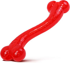 SPOT Play Strong S-Shaped Bone Dog Toy | Interactive Durable Rubber Dog Toy for Aggressive Chewers | Hollow Center Ideal for Treats | 12”, Red