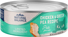 Natural Balance Limited Ingredient Diet Chicken & Green Pea | Grain-Free Wet Adult Cat Food | 5.5-oz. Can, (Pack of 24)