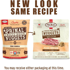 Primal Freeze Dried Raw Cat Food Nuggets Pork, Complete & Balanced Meal or Topper, Premium, Healthy, Grain Free, High Protein Raw Cat Food with Probiotics