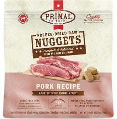 Primal Freeze Dried Raw Dog Food Nuggets, Pork, Complete & Balanced Meal, Also Use as Topper or Treat, Premium, Healthy, Grain Free, High Protein Raw Dog Food