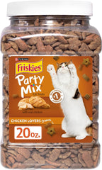 Purina Friskies Cat Treats, Party Mix Chicken Lovers Crunch - 20 oz. Canister