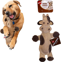 SPOT Dura-Fused Leather Barnyard Animals - Stuffed Dog Toy with Squeaker, Real Leather & Jute Fabric, For Light to Moderate Chewers, Great for Adult Dogs and Puppies - 11in, Assorted Styles