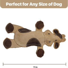 SPOT Dura-Fused Leather Barnyard Animals - Stuffed Dog Toy with Squeaker, Real Leather & Jute Fabric, For Light to Moderate Chewers, Great for Adult Dogs and Puppies - 11in, Assorted Styles