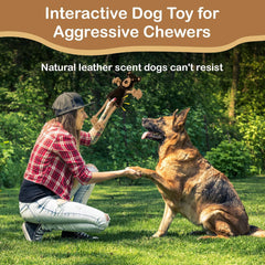 SPOT Dura-Fused Leather Forest Animals - Dog Toy with Squeaker and Rope Limbs, Real Leather and Jute Chew Toy, Durable No-Stuffing Toy For Light to Moderate Chewers - 14in, Assorted Styles, 1 Piece