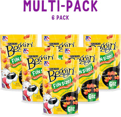 Purina Beggin' Dog Treats, Fun Size With Bacon and Cheese Flavor - (6) 6 oz. Pouches