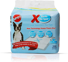 SPOT X Marks The Spot Extra Absorbent Pee Pads | Puppy Pads | Puppy Pads with Adhesive | Training Pads | Dog Pads | Dog Pee Pads | Dog Potty Pads | Adhesive Strips | 22"X22"