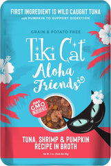 Tiki Cat Aloha Friends Grain-Free, Low-Carbohydrate Wet Food with Flaked Tuna for Adult Cats & Kittens Tuna, Shrimp & Pumpkin