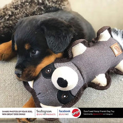 SPOT Dura-Fused Hemp Friends - Dog Toy Made with Hemp Material, Fused with Tricot for Durablity, with Furry Plush Tail and Squeaker, Great for Light to Moderate Chewers - 18" Assorted Styles