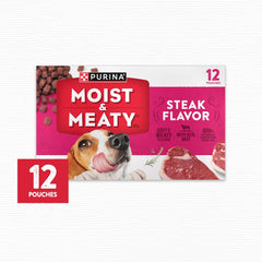 Purina Moist and Meaty Steak Flavor Soft Dog Food Pouches - 72 Ounce