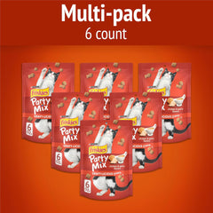 Purina Friskies Cat Treats, Party Mix Gravy-licious Crunch Chicken and Gravy Flavors - (Pack of 6) 6 oz. Pouches