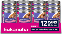Eukanuba Wet Food Puppy Mixed Grill Chicken & Beef Dinner in Gravy Canned Dog Food (Case of 12), 12.5 Oz