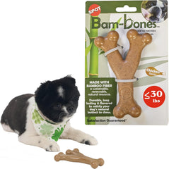 SPOT Bam-Bones Wishbone - Made with Strong Bamboo Fiber, Durable Long Lasting Dog Chew for Light to Moderate Chewers, Great Toy for Adult Dogs & Teething Puppies Under 30lbs