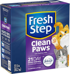 Fresh Step Clean Paws Cat Litter With Febreze Freshness, Multi-Cat Low-Tracking Clumping Litter With Guaranteed Odor Control, 22.5 lb. Box
