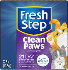 Fresh Step Clean Paws Cat Litter With Febreze Freshness, Multi-Cat Low-Tracking Clumping Litter With Guaranteed Odor Control, 22.5 lb. Box
