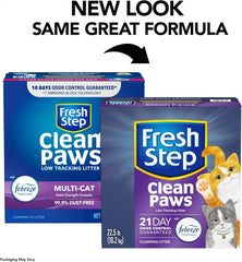 Fresh Step Clean Paws Cat Litter With Febreze Freshness, Multi-Cat Low-Tracking Clumping Litter With Guaranteed Odor Control, 22.5 lb. Box