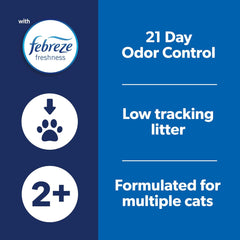 Fresh Step Clean Paws Cat Litter With Febreze Freshness, Multi-Cat Low-Tracking Clumping Litter With Guaranteed Odor Control, 22.5 lb. Box