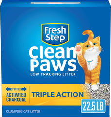 Fresh Step Clean Paws Cat Litter With Triple Action, Low-Tracking Clumping Litter, 22.5 lb. Box