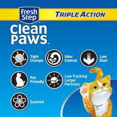 Fresh Step Clean Paws Cat Litter With Triple Action, Low-Tracking Clumping Litter, 22.5 lb. Box