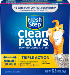 Fresh Step Clean Paws Cat Litter With Triple Action, Low-Tracking Clumping Litter, 22.5 lb. Box