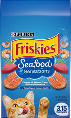 Purina Friskies Dry Cat Food, Seafood Sensations - 3.15 lb. Bags